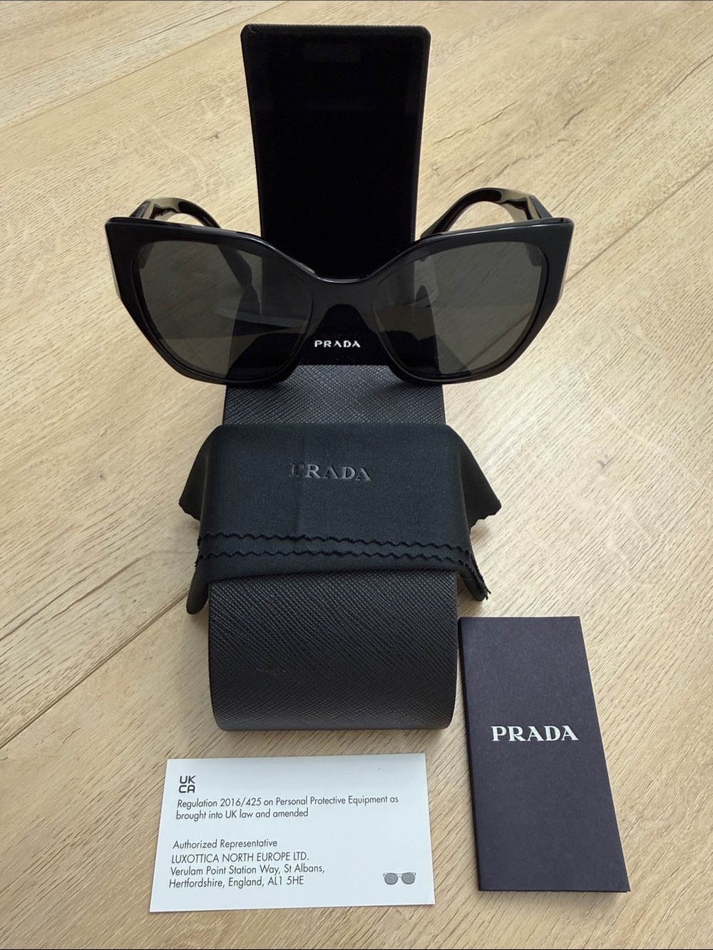 Prada Black Gloss Cat-Eye Sunglasses